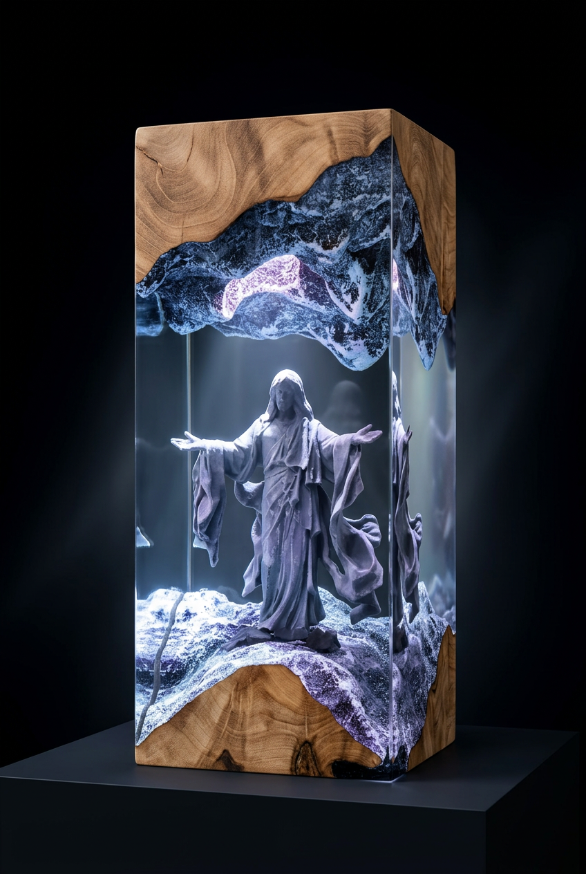 “He Is Risen” Resin Lamp