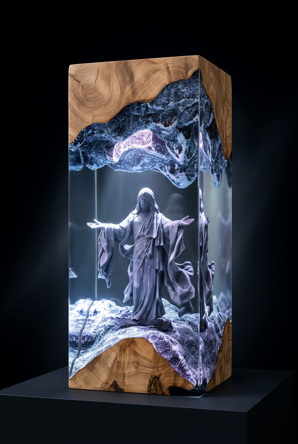 “He Is Risen” Resin Lamp