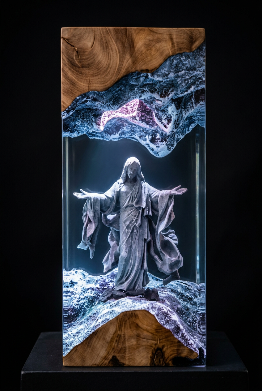 “He Is Risen” Resin Lamp