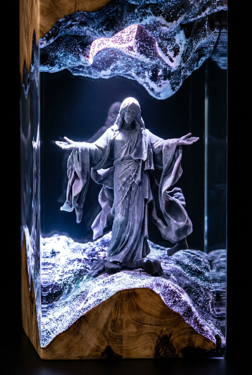 “He Is Risen” Resin Lamp